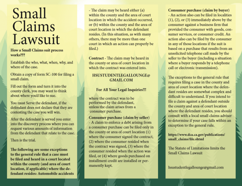 An image of the small claims brochure front