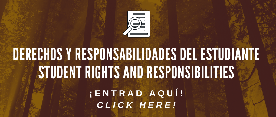 Derechos y responsabilidades del estudiante. Student Rights and Responsibilities button.